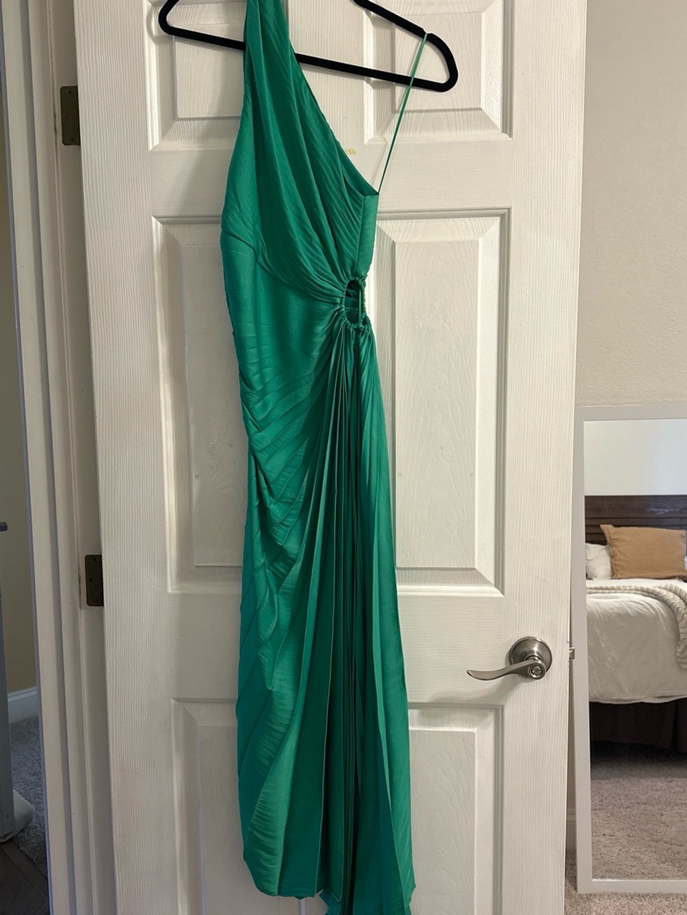 House of Harlow 1960 Emerald One-Shoulder Draped Gown
